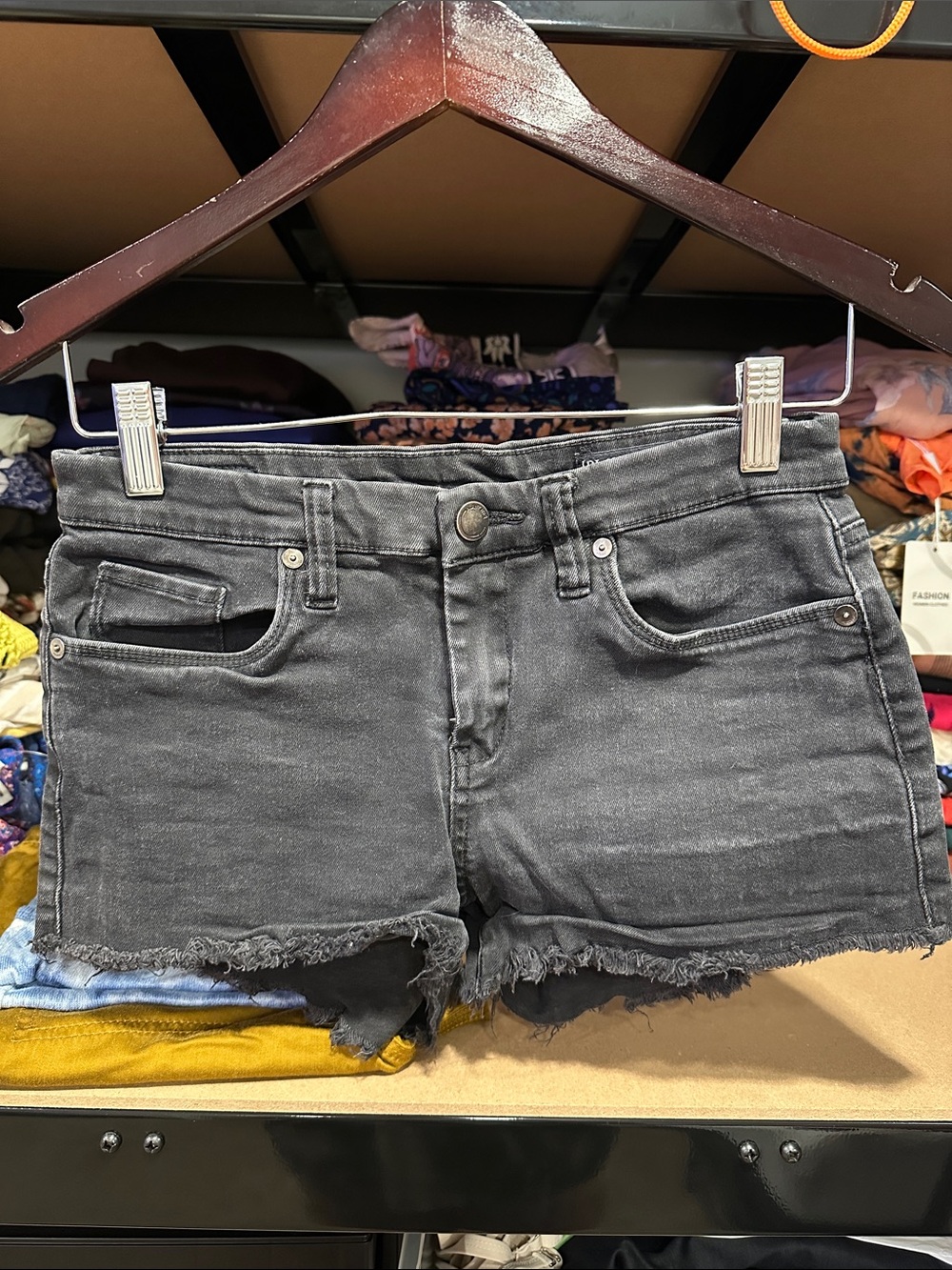 BlankNYC 27 Black the Astor cut off shorts denim moto grunge stretch